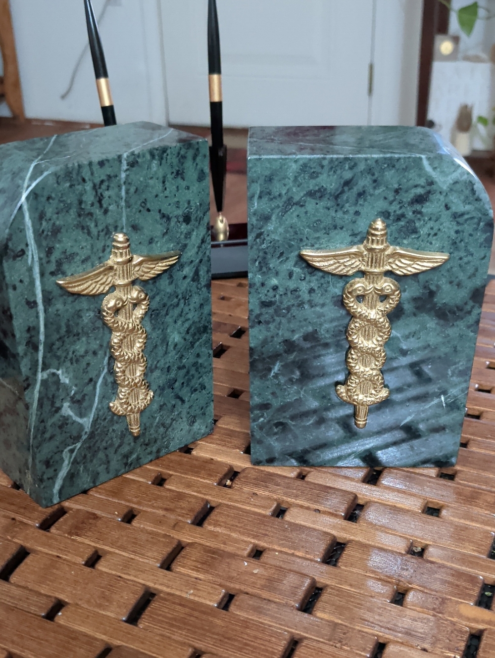 Andrea By Sadek Teal Marble Book Ends